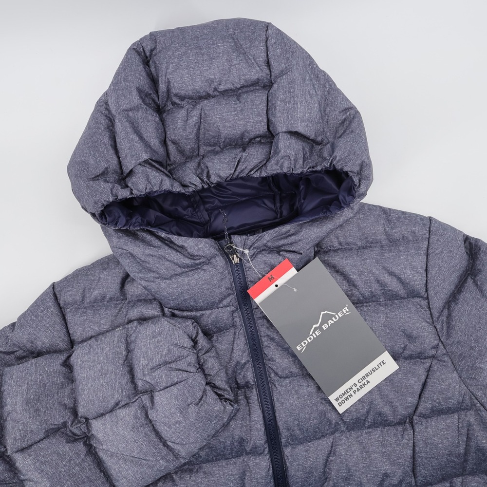NEW Eddie Bauer Down Parka CirrusLite Gray Long Sleeve Womens Medium